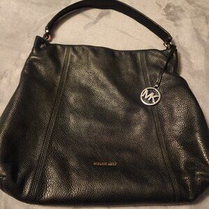 Michael Kors large black leather bag with silver hardware